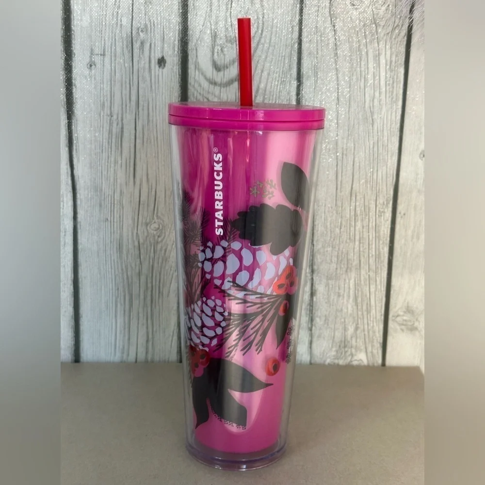 Starbucks 2021‎ Holiday Pink Pinecone Color Changing Venti Tumbler 24oz